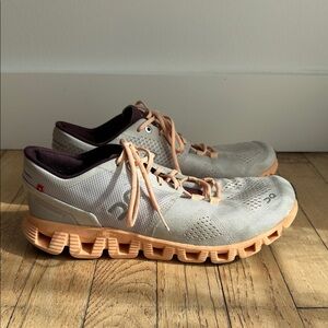On Running Women's Cloud X sneaker in the Silver Almond colorway size 9
